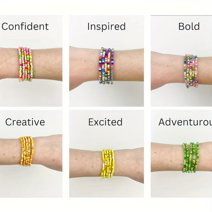 60-Pack Colorful Beaded Bracelets Bulk Set – Assorted Colors, Bohemian Stackable Stretch Bracelets for Women & Girls, Summer Beach Vacation Party Jewelry Accessories
