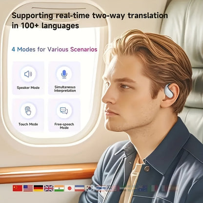 AI Translation Headset Bone Conduction Wireless Real-Time Translation 156 Languages 6-Mic Noise Cancellation Touch Control Deep Bass USB Charging – MIMIDI