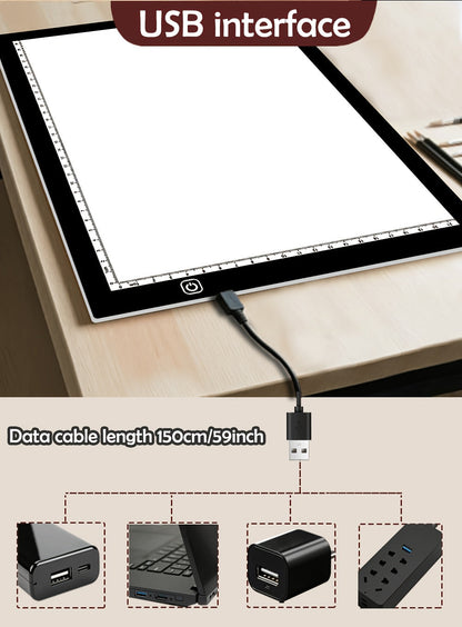 LED Light Pad A2 A3 A4 Adjustable Brightness Dual Light Strip Tracing Board Diamond Painting Sketching Drawing Art Light Box