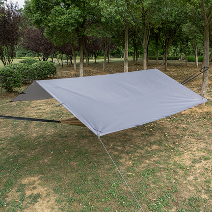 Outdoor Camping Tarp Canopy with UV Protection & Alloy Bracket – Portable Foldable 4-Person Shelter for Backpacking, Hiking, Garden & Outdoor Survival | All-Season Camping Awning