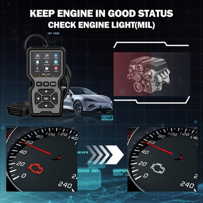 OBD2 Scanner Diagnostic Tool Universal Check Engine Code Reader with Reset Function Mode 6 & 8 I/M Readiness Test – Compatible with All 1996+ OBDII Cars Trucks SUVs – Grey