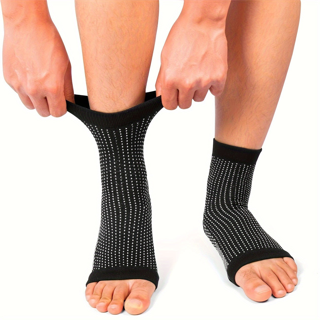 3 Pairs Open Toe Compression Socks for Men & Women Ankle Heel Brace Breathable Athletic Socks for Running Hiking Cycling Everyday Wear S-XL