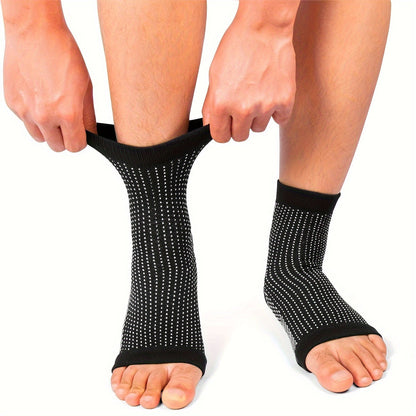 3 Pairs Open Toe Compression Socks for Men & Women Ankle Heel Brace Breathable Athletic Socks for Running Hiking Cycling Everyday Wear S-XL