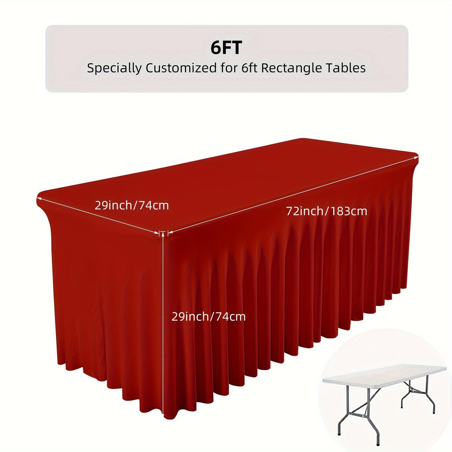 Elastic Spandex Table Cover with Jellyfish Skirt Thickened Non-Transparent High Stretch Polyester Tablecloth for 4ft 6ft Tables Party Birthday Wedding Banquet Hotel Conference Trade Show