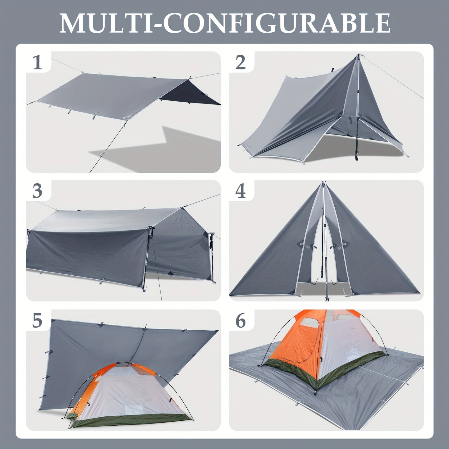 Outdoor Camping Tarp Canopy with UV Protection & Alloy Bracket – Portable Foldable 4-Person Shelter for Backpacking, Hiking, Garden & Outdoor Survival | All-Season Camping Awning