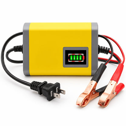 12V Smart Car Battery Charger and Maintainer, Intelligent Trickle Charger with Desulfurization & Temperature Compensation for 2Ah-100Ah Batteries – Compatible with Car, Truck, Motorcycle & Lawn Mower