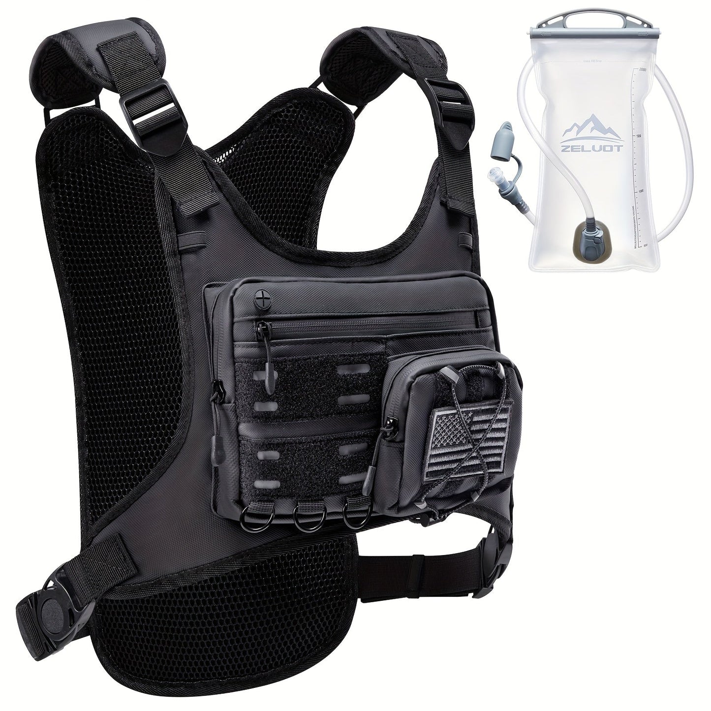 Running Hydration Vest with 3L Water Bladder Lightweight Adjustable Chest Pack Reflective Gear Holder for Men Women Marathon Trail Running Hiking Black Gray Camo Olive