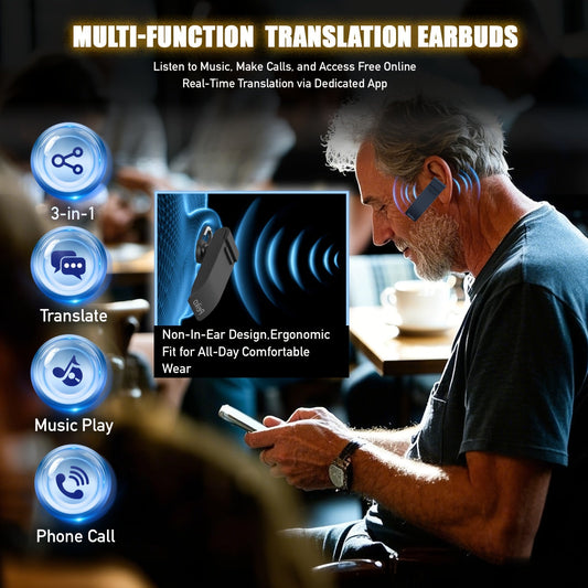 PEIKO PK-10 AI Language Translator Earphone – Real-Time Voice Translation in 136 Languages Online & 11 Languages Offline, Single Earbud with Music & Call Support, Travel Translator Device
