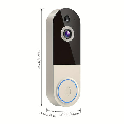 2K Smart Video Doorbell Camera WiFi Wireless 166° Wide Angle AI Human Detection Two-Way Audio Night Vision Cloud Storage Rechargeable Battery – Black & Linen