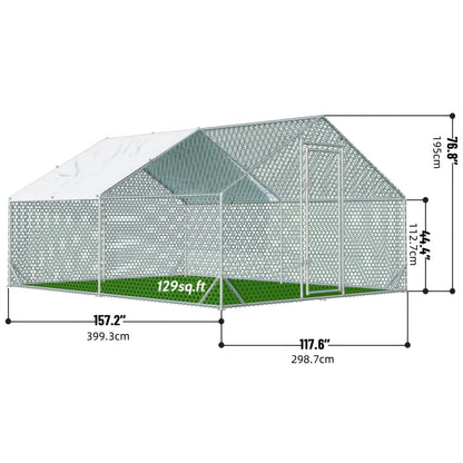 Large Walk-In Metal Chicken Coop Outdoor Hen House with Anti-UV Cover Aluminum Poultry Cage for Backyard Garden – Multiple Roof Styles