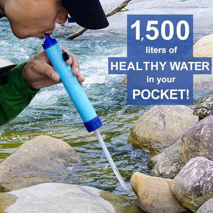 Portable Water Filter Purifier Straw Survival Kit – Durable ABS Filtration Straw with Lanyard & Extension Tube for Camping, Hiking, Backpacking, Travel, Wilderness & Emergency Preparedness – 1/2/4/6 Pack