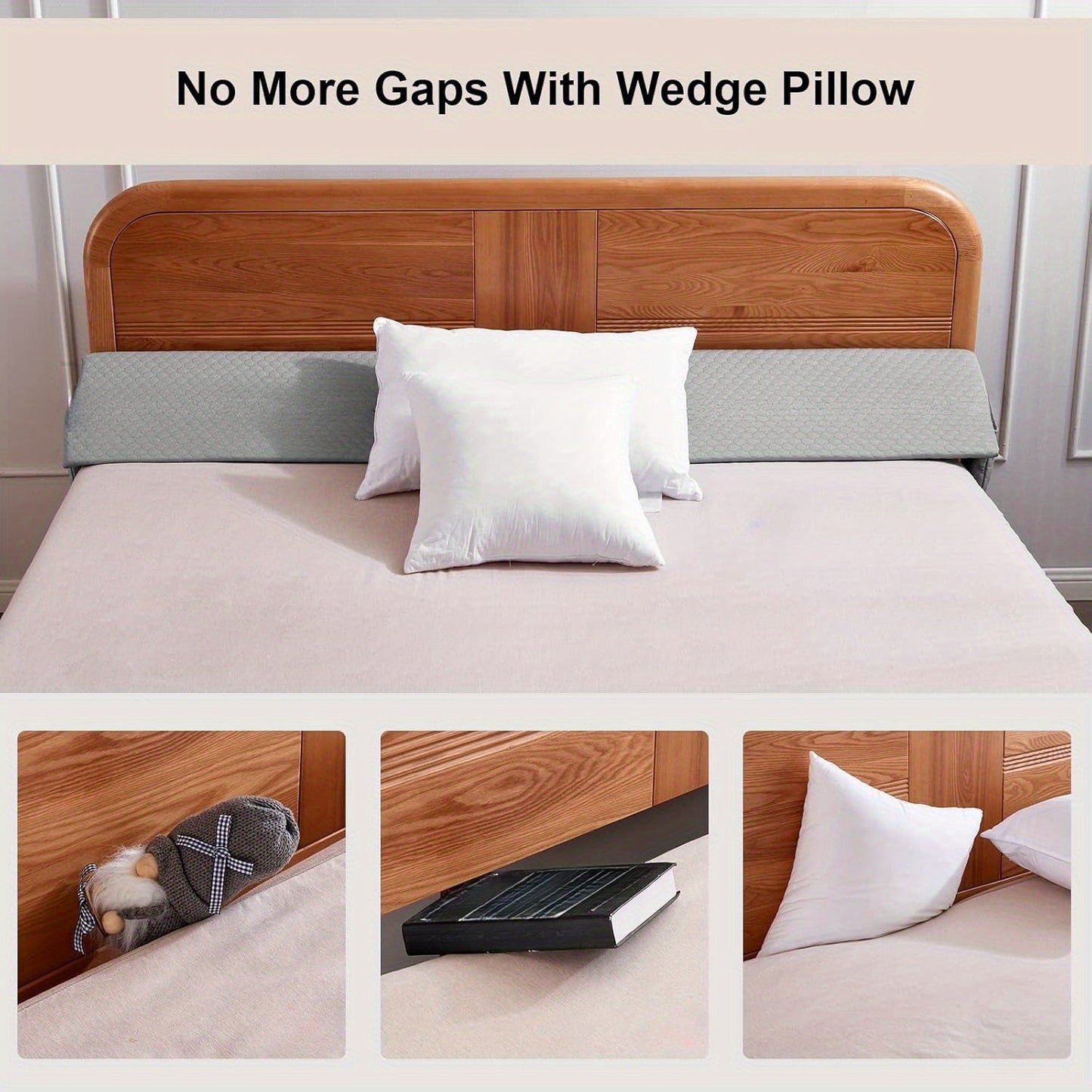 Bed Wedge Pillow Mattress Gap Filler – Headboard Gap Filler for Bed, Close the Gap Between Mattress and Headboard or Wall, Wedge Bolster Pillow for Sleeping Support Backrest Cushion, Small Twin Full Queen King