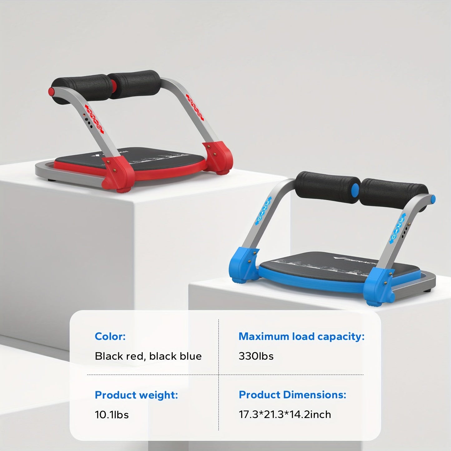 Multifunctional Ab Trainer Machine for Home Gym – Core Strength, Waist Slimming & Belly Fat Workout Equipment for Men & Women – Red & Blue