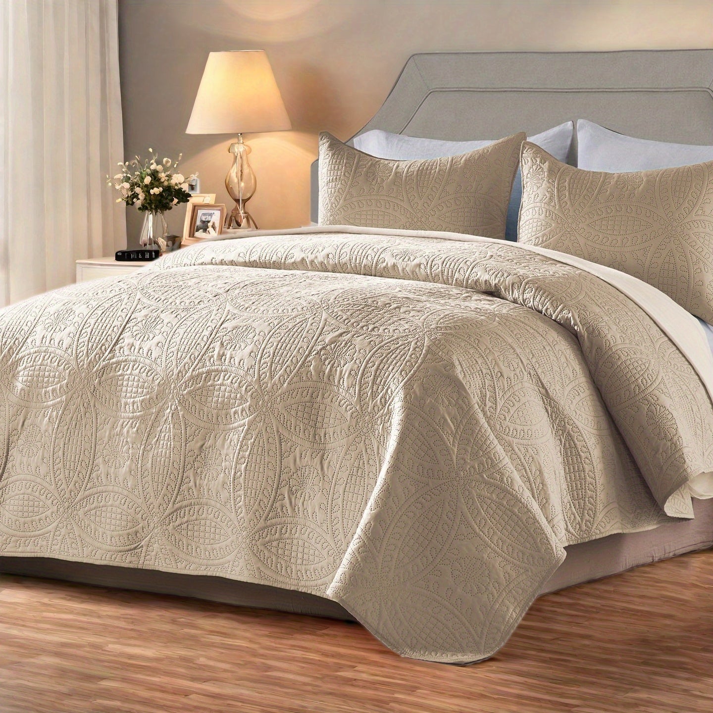 Cooling Summer Quilt Set 2-3 Piece Lightweight Breathable Microfiber Bedspread – Modern Coin Pattern Coverlet Twin Queen King, All Season, Multiple Colors, Holiday Gift for Family