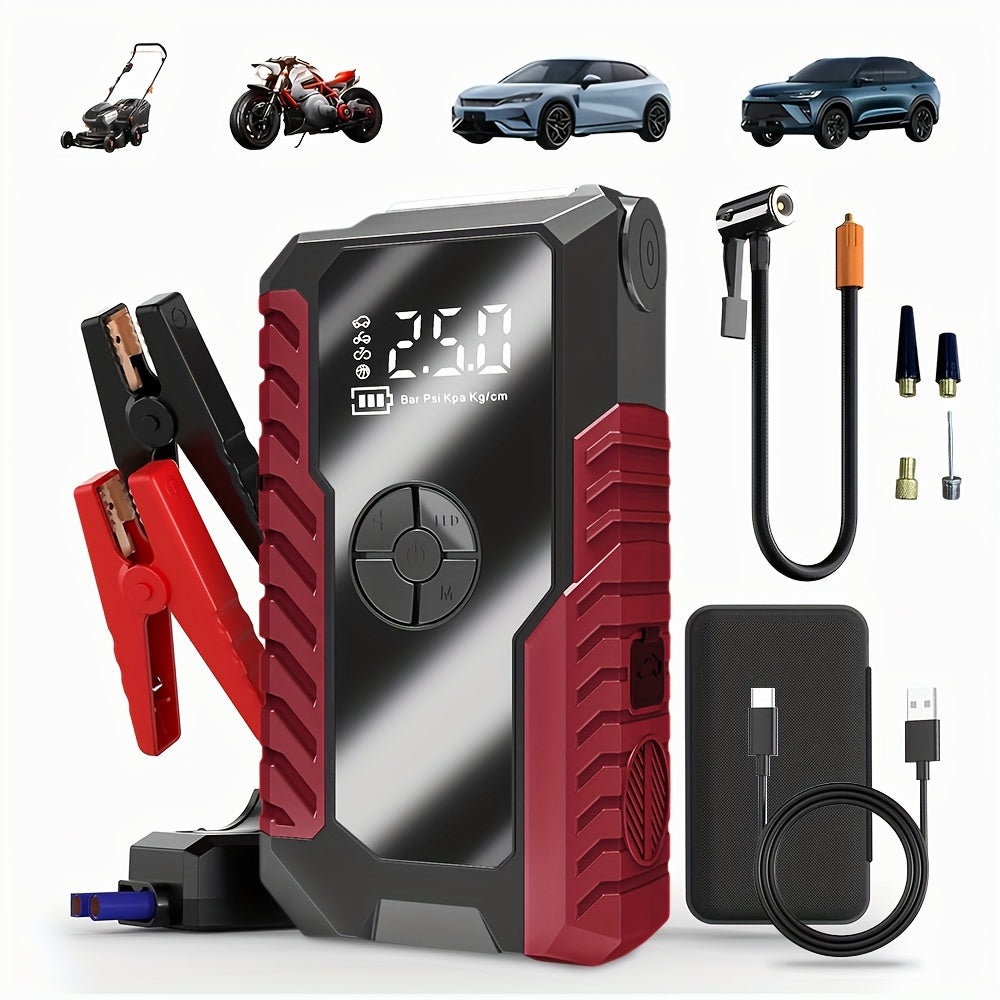 3000A Car Jump Starter 9-in-1 with Built-In Tire Inflator, USB Ports & LED Emergency Light – 12V Portable Wireless Battery Booster for Cars, Trucks & SUVs – Roadside Emergency Tool – Velora