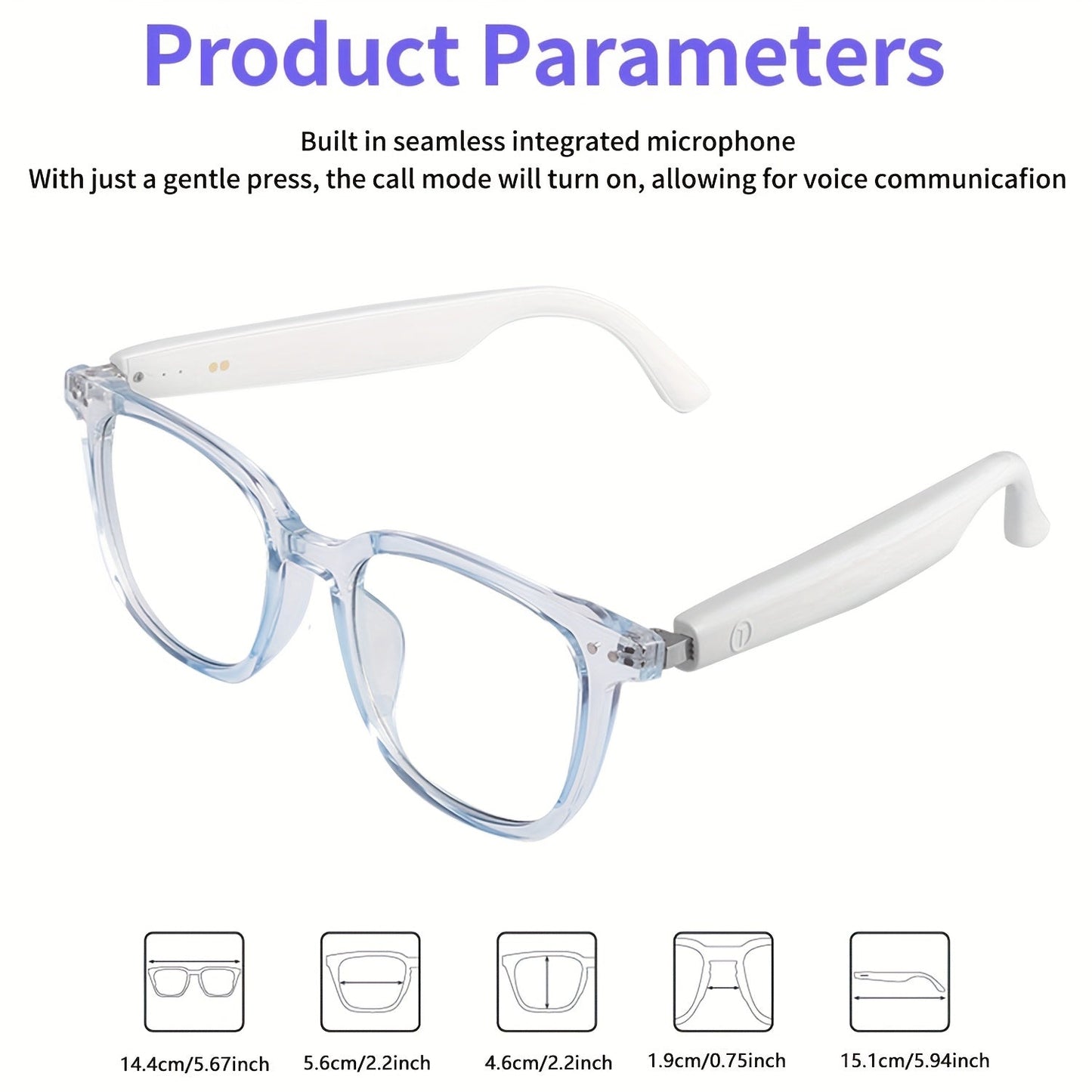 Photochromic Smart Glasses with Bluetooth Audio – Auto Color Changing Lenses, Anti Blue Light, Wireless Music & Calls, Sports Driving Unisex Eyewear, Great Holiday Gift