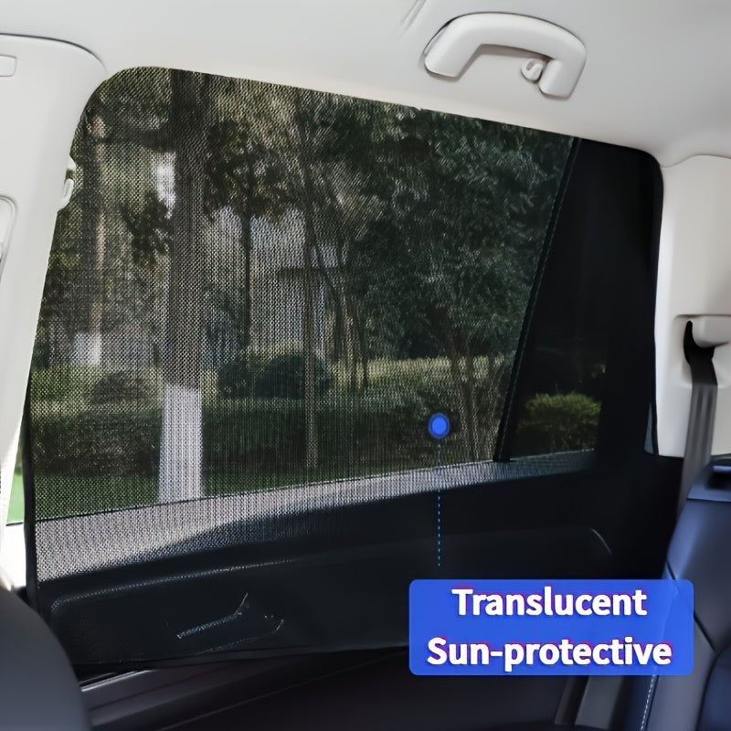 Magnetic Car Sunshade Curtains 4-Piece Set - Black Mesh UV Protection & Heat Insulation, Easy Install on Car Windows & Windshield, Universal Fit for Cars, SUVs & Trucks