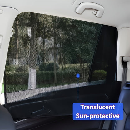 Magnetic Car Sunshade Curtains 4-Piece Set - Black Mesh UV Protection & Heat Insulation, Easy Install on Car Windows & Windshield, Universal Fit for Cars, SUVs & Trucks