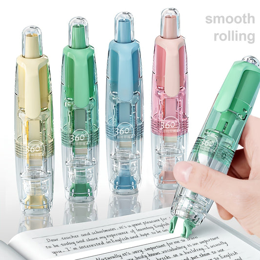 Retractable Correction Tape with Refills – Mess-Free Instant Error Correction for School Office & Home, 1pc + 2 Refills or 4-Pack + 8 Refills, Smooth Dry Correction Tape Back to School Supplies