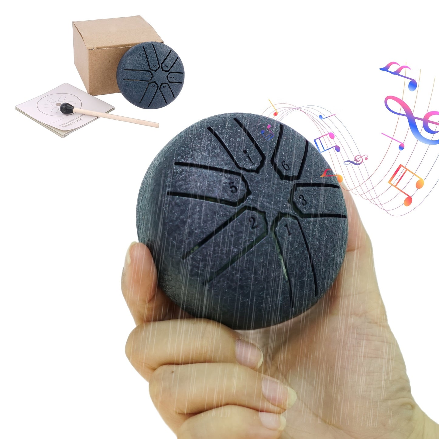 3-Inch 6-Tone Steel Tongue Rain Drum – Portable Percussion Instrument for Yoga, Meditation, Sound Therapy, Travel & Relaxation, Musical Gift for Adults & Kids
