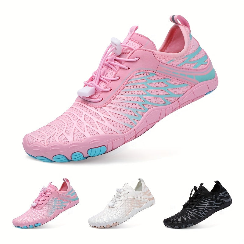 Barefoot Hiking Shoes for Women Wide Toe Box Non-Slip Trail Running Sneakers – Healthy Minimalist Footwear, Sizes US 6-11, White Black Pink