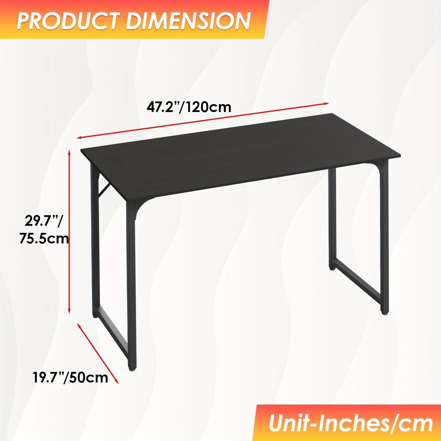 Computer Desk 32/39/47 Inch – Modern Writing & Gaming Desk with Sturdy Metal Frame, Home Office Study Workstation for PC, Laptop & Monitor Setup, 3 Size Options