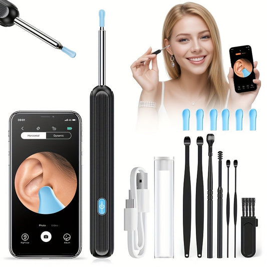 Ear Wax Removal Camera Kit 1080P HD Wi-Fi – Ear Cleaning Tool with 6 Spoons Tweezers Rechargeable Otoscope for iPhone Android Ear Care