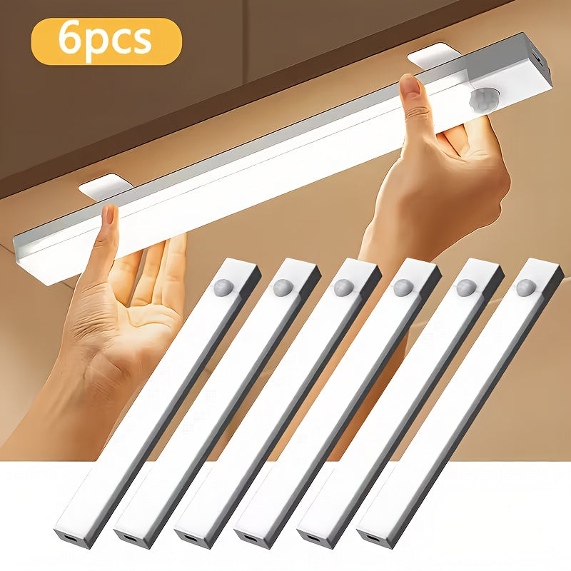 USB-C Rechargeable LED Motion Sensor Cabinet Lights 3 & 6 Pack – Wireless Magnetic Under Cabinet Night Light with 3 Modes for Kitchen, Closet, Stairs, Hallway & Bathroom, 10cm/20cm/30cm