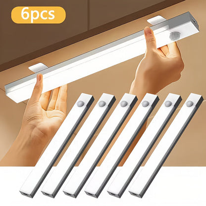 USB-C Rechargeable LED Motion Sensor Cabinet Lights 3 & 6 Pack – Wireless Magnetic Under Cabinet Night Light with 3 Modes for Kitchen, Closet, Stairs, Hallway & Bathroom, 10cm/20cm/30cm