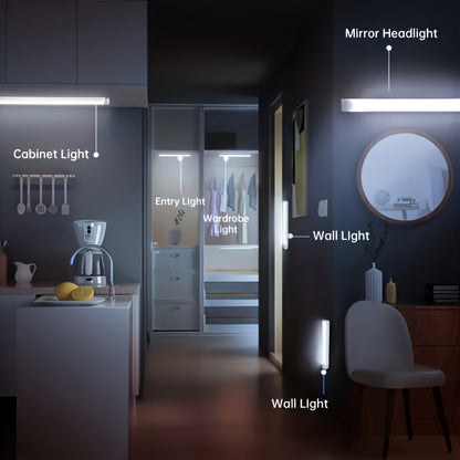 LED Motion Sensor Cabinet Lights USB Rechargeable 6 9 12pcs Wireless Night Light 3 Adjustable Modes for Bedroom Staircase Kitchen Closet Under Cabinet Bedside Reading Hallway Home Lighting