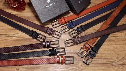 3Pcs Men's Leather Belt Set with Gift Box 1.25 Inch Adjustable Trim to Fit Dress Casual Jeans Classic Belt for Men Christmas Thanksgiving Gift