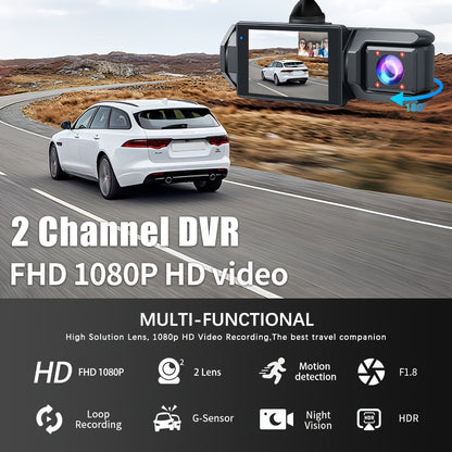 Dash Cam S2N 1080P HD Front and Rear Dual Camera with ADAS Night Vision G-Sensor Loop Recording 24Hr Parking Mode, 170° Wide Angle 2" IPS Screen Car DVR SD Card Not Included