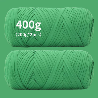 T-Shirt Fabric Yarn 400g (2 x 200g) Chunky Cotton Blend in 49 Colors – Soft Thick Yarn for Crochet Baskets, Bags, Rugs, Macrame & Knitting Projects – Beginner-Friendly Craft Yarn