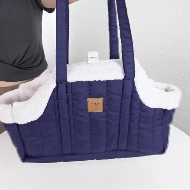 Winter Pet Carrier Handbag with Snap Closure – Cozy Warm Tote Bag for Small Dogs & Cats, Perfect for Outdoor Activities, Available in Brown, Black, Beige, Pink, Green & Blue