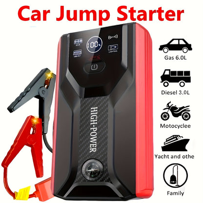 2000A Peak Portable Car Jump Starter Wireless Battery Booster – 12V Quick Start for Gas (8.0L) & Diesel (1.72 Gal) Engines with USB Input/Output, LED Emergency Light – Car Accessory & Emergency Tool