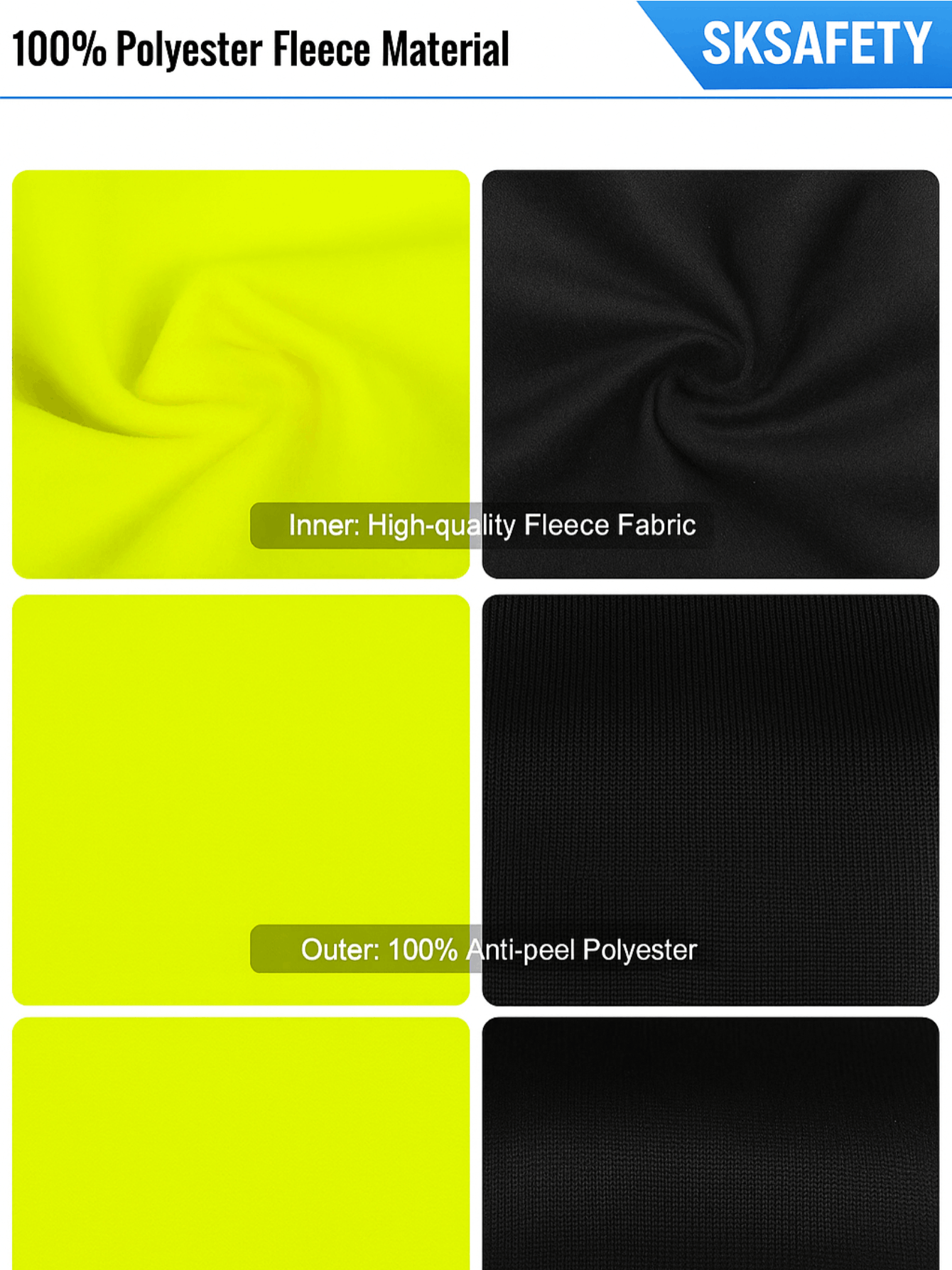 High Visibility ANSI Class 3 Type R Reflective Safety Hoodie Zip-Up Fleece Sweatshirt for Men Women Construction Workwear with Neck Gaiter Fluorescent Yellow