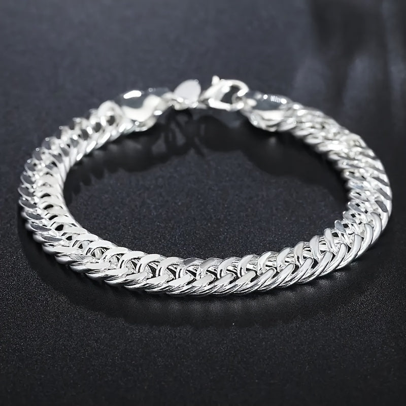 925 Sterling Silver 10mm Cuban Link Chain Bracelet for Men & Women – Tarnish-Resistant Vintage Boho Style, Perfect Gift for Weddings, Parties & Everyday Wear