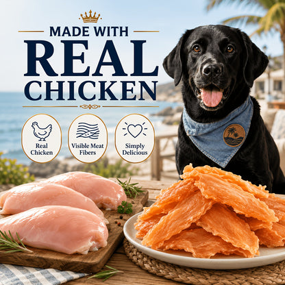 Chicken Jerky Dog Treats - Real Dried Chicken for Dogs, High Protein & Easy to Digest, Healthy Long-Lasting Training Reward Snack for Small, Medium & Large Breed Puppies and Adult Dogs