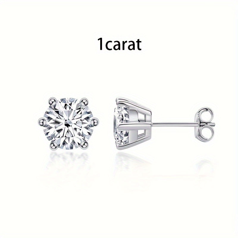 S925 Sterling Silver Moissanite Stud Earrings for Women – Vintage Elegant Style, 0.5CT 1CT 2CT 3CT, Gold & Silver, Daily Wear & Party Jewelry Gift