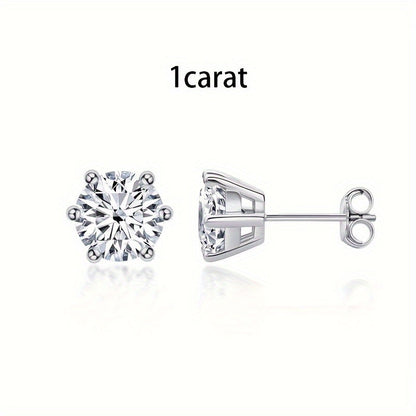 S925 Sterling Silver Moissanite Stud Earrings for Women – Vintage Elegant Style, 0.5CT 1CT 2CT 3CT, Gold & Silver, Daily Wear & Party Jewelry Gift