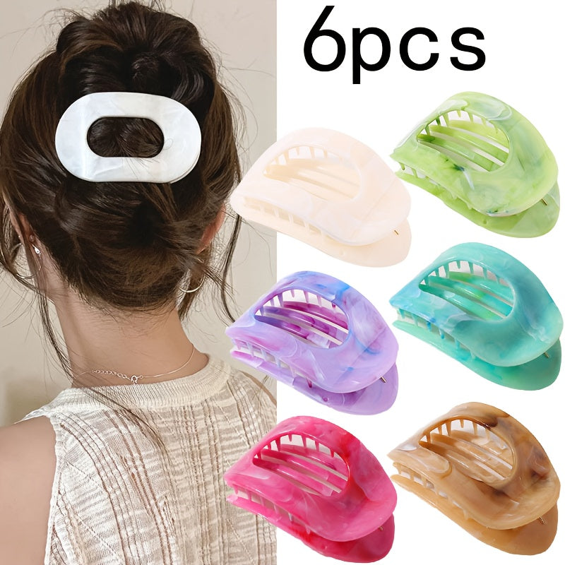 Oversized Shark Claw Hair Clips Set 5/6 Pcs – Non-Slip Extra-Large Flat Claw Clips for Thick Hair, Beach, Party & Everyday Wear, Vibrant Colors
