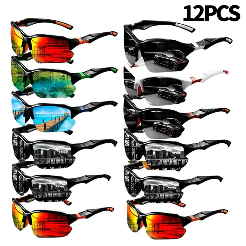 8 Pcs Men's UV Protective Sunglasses Set Color Coating Lens Fashion Fitness Sports Eyewear for Driving Leisure Outdoor Daily Wear Bulk Sunglasses Pack Gift for Him