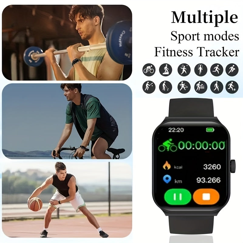 Smart Watch 1.83" Fitness Tracker with Bluetooth Calling – Step Counter, Activity Monitor, Message Notifications, Multi-Sport Modes, USB Charging, Compatible with iPhone & Android, Gift for Men & Women (Black/Pink)