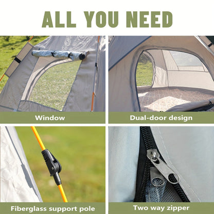 Automatic Instant Setup Camping Tent 1-4 Person All-Season Windproof Lightweight Tent with Dual Doors & Mesh Windows for Camping Hiking Travel – Durable Portable Outdoor Shelter