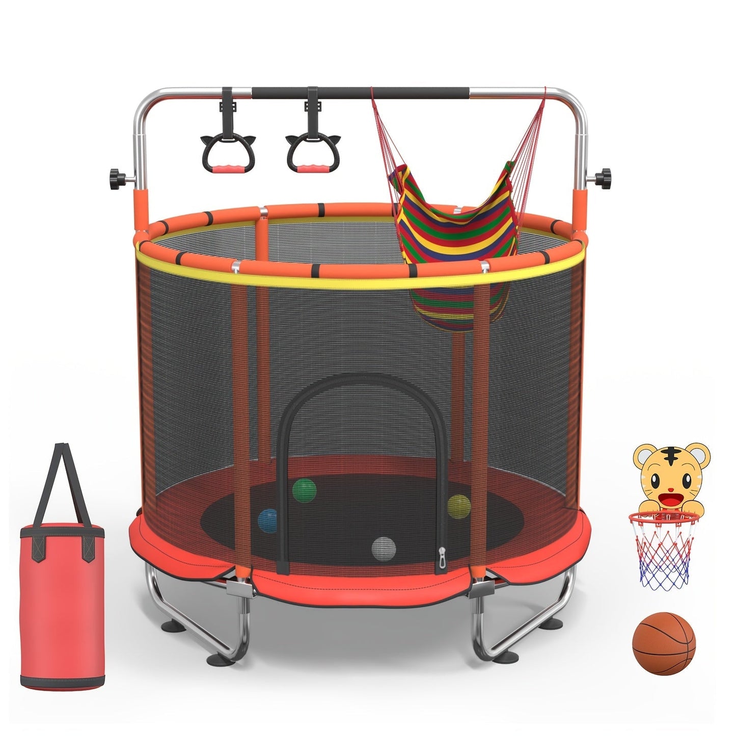Kids & Adults Trampoline with Safety Enclosure Net Multi-Functional Leisure Sports Trampoline Indoor Outdoor Backyard Jumping Mat 6 Color Options Fun Exercise Equipment for Family