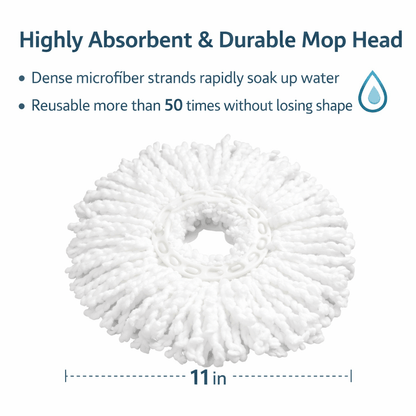 360° Spin Mop and Bucket Set with Wringer – Microfiber Mop Refills, Stainless Steel Extended Handle, Separate Compartment, Floor Cleaning System