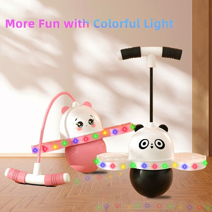 Pogo Ball with Colorful LED Light – Balance Coordination Bounce Toy for Kids & Adults Up to 200lb, Trick Pop Ball Jumper for Indoor Outdoor Play, Gift for Boys & Girls, Pink & Black