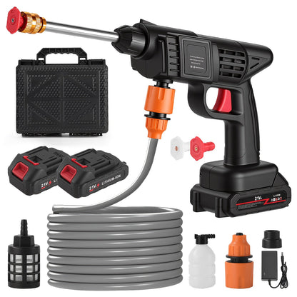Cordless Pressure Washer 300W, Handheld Electric Car Wash Gun with 6-in-1 Nozzle, 1.3GPM High Pressure Washer with 15000mAh Battery, 60-Min Runtime for Car Wash, Home, Floor & Garden Cleaning