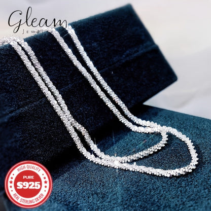 S925 Sterling Silver 4mm Wide Glittering Chain Necklace for Men Women – Solid Sparkling Unisex Jewelry, Gift Box Included, 18in & 22in, Birthday Valentine's Day Gift