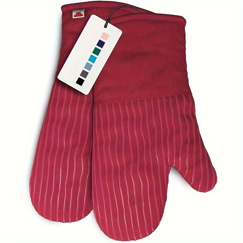 Oven Mitts and Pot Holders Set 6 Piece Heat Resistant Non-Slip Silicone Kitchen Gloves for Baking BBQ Cooking – Includes 1 Pair Mitts & 4 Pot Holders
